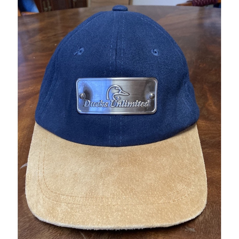 Ducks Unlimited Sponsor Hat Strapback Hunting Cap Blue Brown Suede Brim
